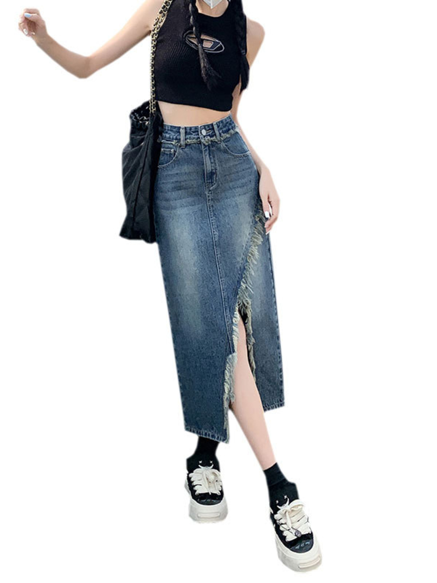 Женская джинсовая юбка-миди с  – обзор и цена Street Fashion Denim