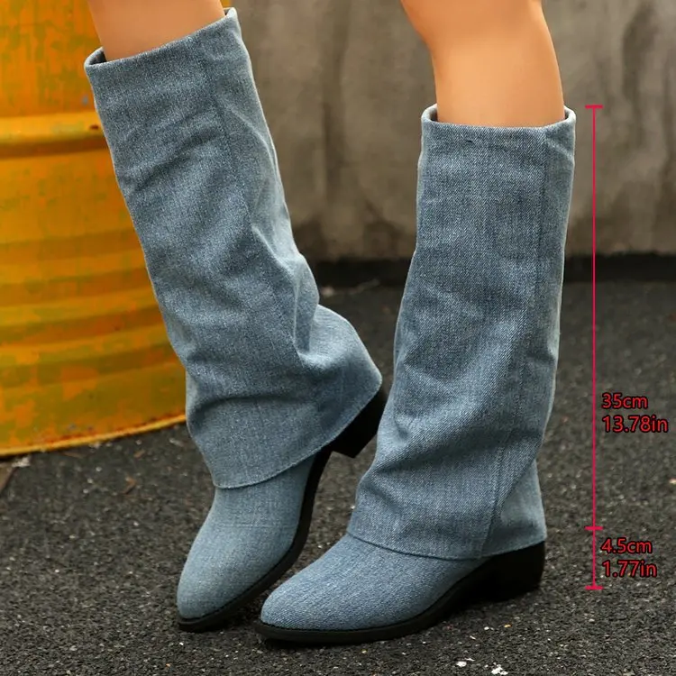 Женские сапоги до колена, осен – обзор и цена Street Fashion Denim