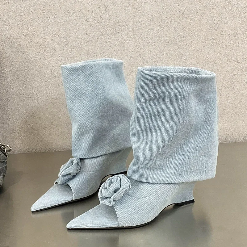 Женские ботильоны на танкетке, – обзор и цена Street Fashion Denim
